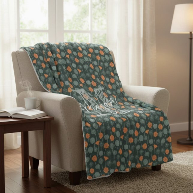 Personalized Monogram Floral Doodle Fleece Blanket (Creator Uploaded)
