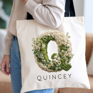 Personalized Monogram Floral Faux Bridesmaid Favou Tote Bag