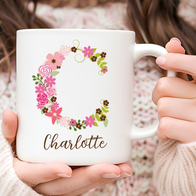 Personalized Monogram Floral Letter C Coffee Mug (Personalized Monogram Floral Letter C Coffee Mug)