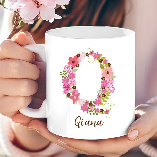 Personalized Monogram Floral Letter Q Coffee Mug (Personalized Monogram Floral Letter Q Coffee Mug)