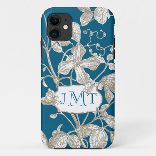 Personalized Monogram, Flowering Vine Botanical Case-Mate iPhone Case (Back)