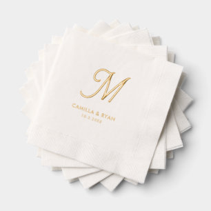 Personalized Monogram Foil Stamped Wedding Napkins