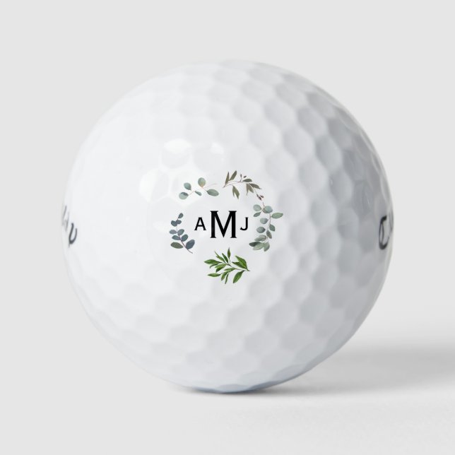 Personalized Monogram Foliage Titleist Pro V1 Golf Balls (Front)
