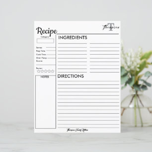 Personalized Monogram From the Kitchen of.. Recipe