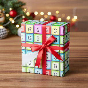Personalized Monogram Fun, Colourful Kids Birthday Wrapping Paper