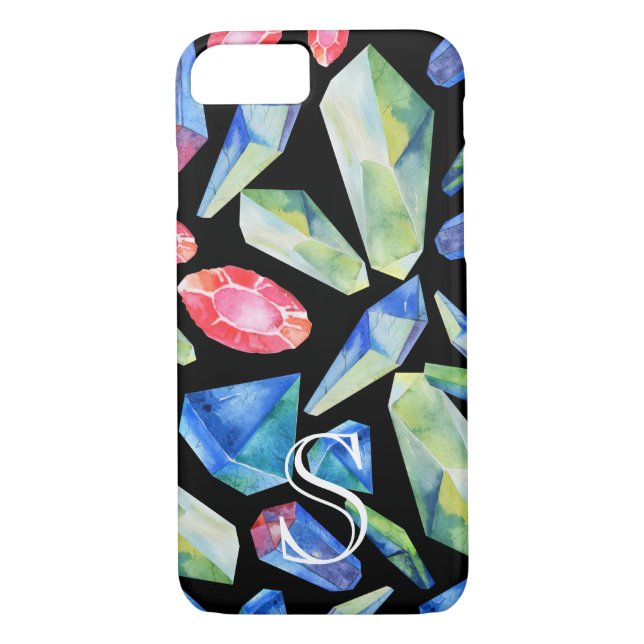 Personalized Monogram Gems Pattern Case-Mate iPhone Case (Back)