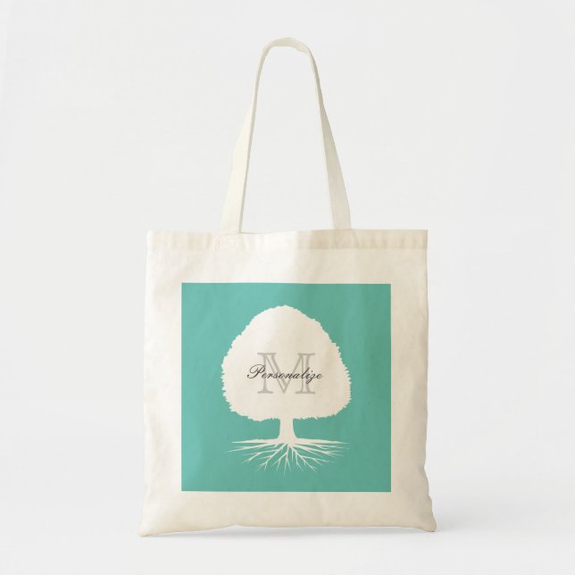 Personalized monogram genealogy tote bag with tree (Front)