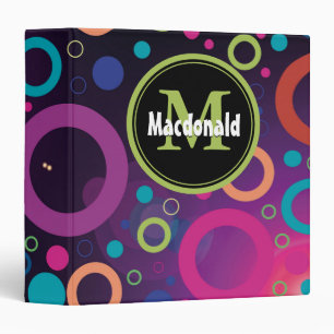 Personalized Monogram Geometric Circles PURPLE Binder