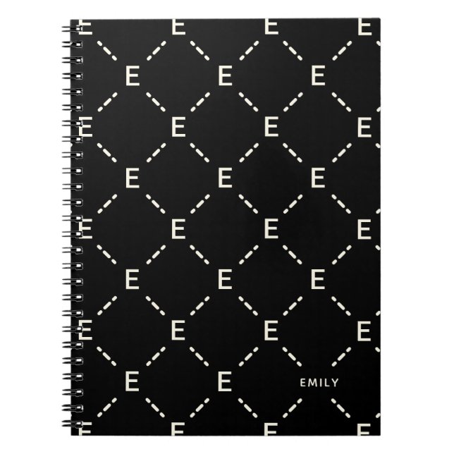 Personalized Monogram Geometric Pattern Notebook | (Front)