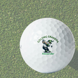 Personalized Monogram Gnome Golfing Grandpa  Golf Balls