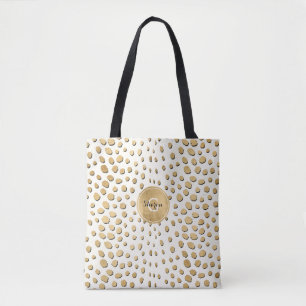 Personalized Monogram Gold Cheetah Animal Print Tote Bag