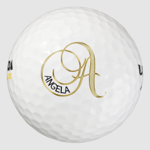 Personalized Monogram Gold Letter A - Gift Golf Balls