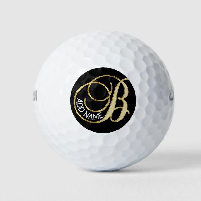Personalized Monogram Gold Letter B - Gift Golf Balls (Front)