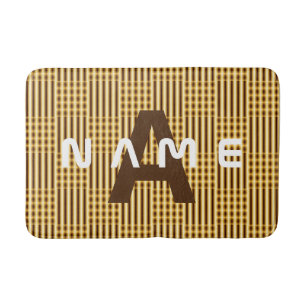 Personalized Monogram Gold Luxury Elegant Abstract Bath Mat