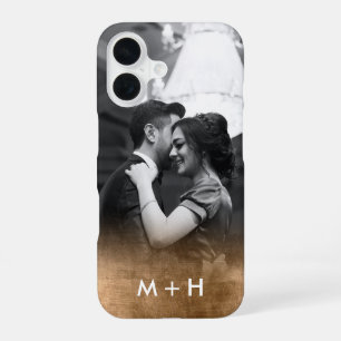 Personalized Monogram Gold Ombre Photo iPhone 16 Case