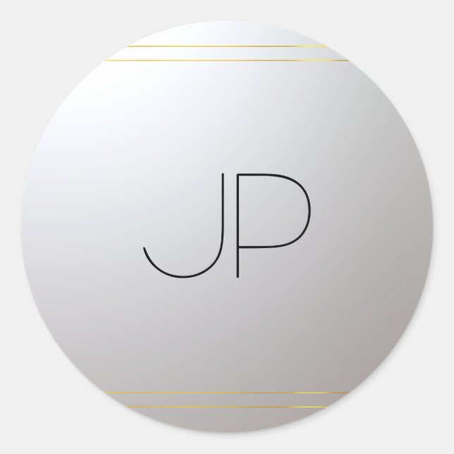 Personalized Monogram Gold Silver Template Initial Classic Round Sticker (Front)