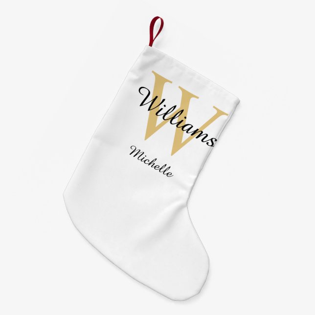 Personalized Monogram Gold Small Christmas Stocking (Front (Hanging))