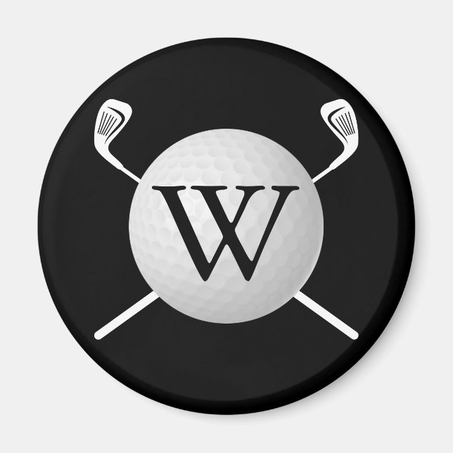 Personalized Monogram Golf Ball Clubs Magnet (Front)