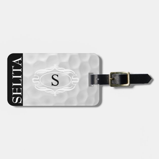 Personalized Monogram Golf Ball Luggage Tag (Front Horizontal)