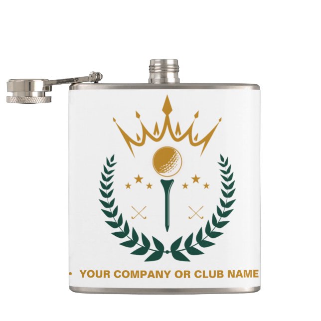 Personalized Monogram Golf Club Name Hip Flask (Opened)