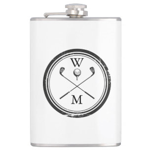 Personalized Monogram Golf Clubs Ball Hip Flask