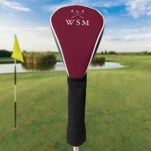 Personalized Monogram Golf Clubs Burgundy Red Head Cover