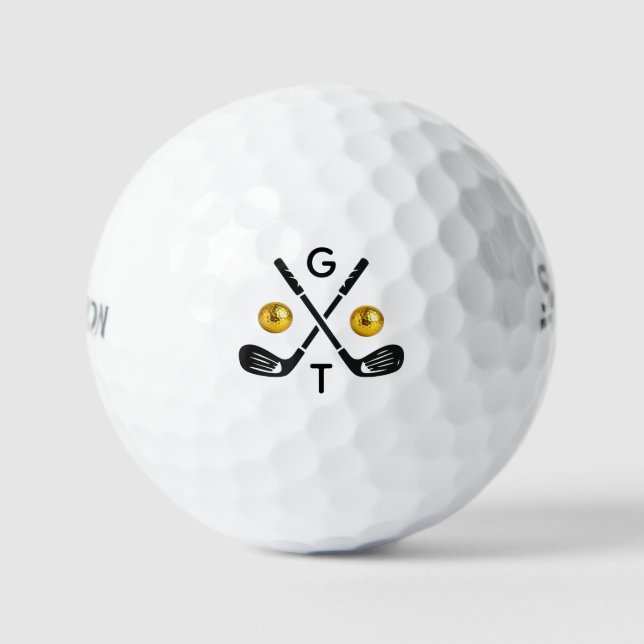Personalized Monogram Golf Clubs Golf Balls (Front)