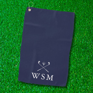 Personalized Monogram Golf Clubs Navy Blue Towel