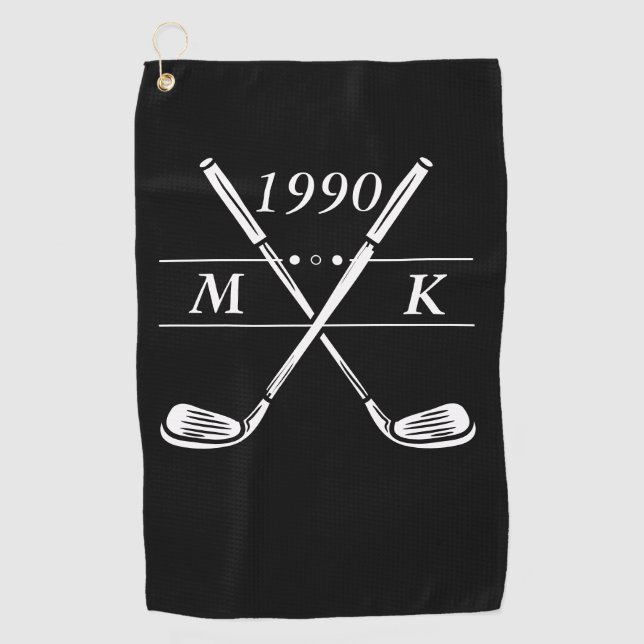 Personalized Monogram Golf Clubs Towel (Front)