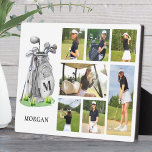 Personalized Monogram Golf Photo Collage Plaque<br><div class="desc">This personalized photo plaque with an easel stand is a great way to honour favourite memories with a golf-inspired twist. On the left side, the design features a watercolor-style golf bag with a custom monogram initial printed on the bag itself. Below, the recipient's name appears in a classic serif font...</div>