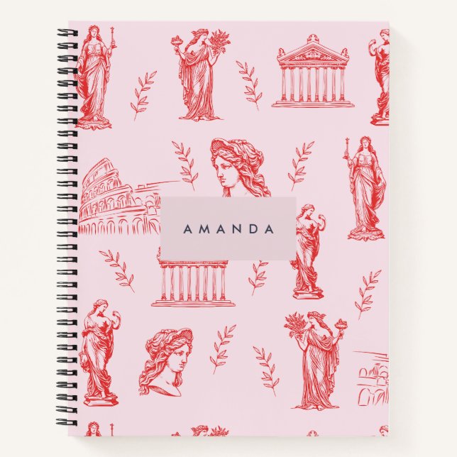 Personalized Monogram Greek Ancient Statue Gifts Notebook (Front)