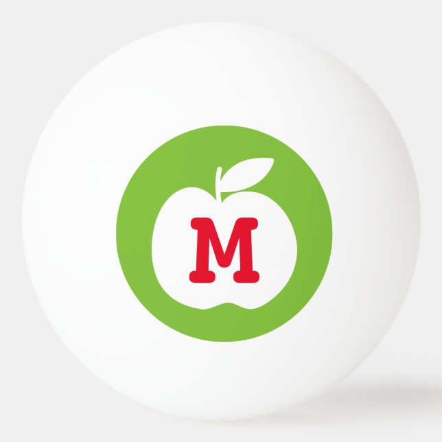 Personalized monogram green apple ping pong ball (Front)