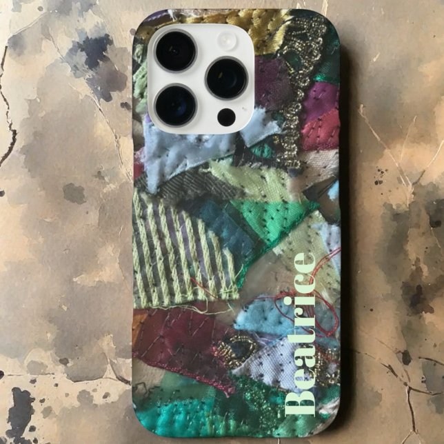 Personalized monogram green blue burgundy abstract Case-Mate iPhone case (Creator Uploaded)