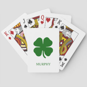 Personalized Monogram Green Clover Playing Cards