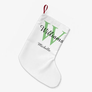 Personalized Monogram Green Small Christmas Stocking