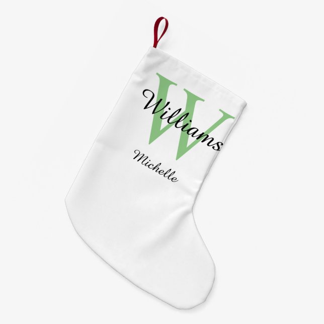 Personalized Monogram Green Small Christmas Stocking (Front (Hanging))