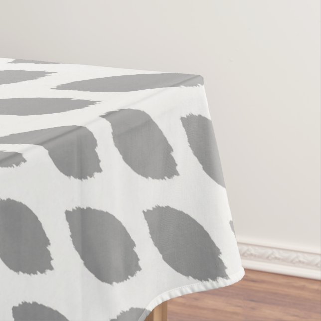Personalized Monogram Grey Abstract Oval Pattern Tablecloth (In Situ)