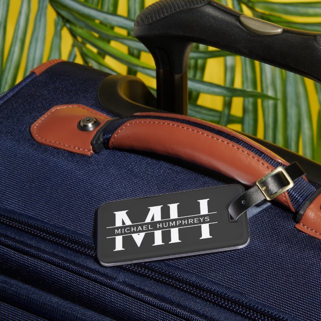 Personalized Monogram Grey Luggage Tag (Front Insitu 3)