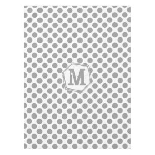 Personalized Monogram Grey Polka Dot Pattern Tablecloth