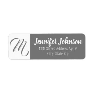 Personalized Monogram Grey Return Address Envelope