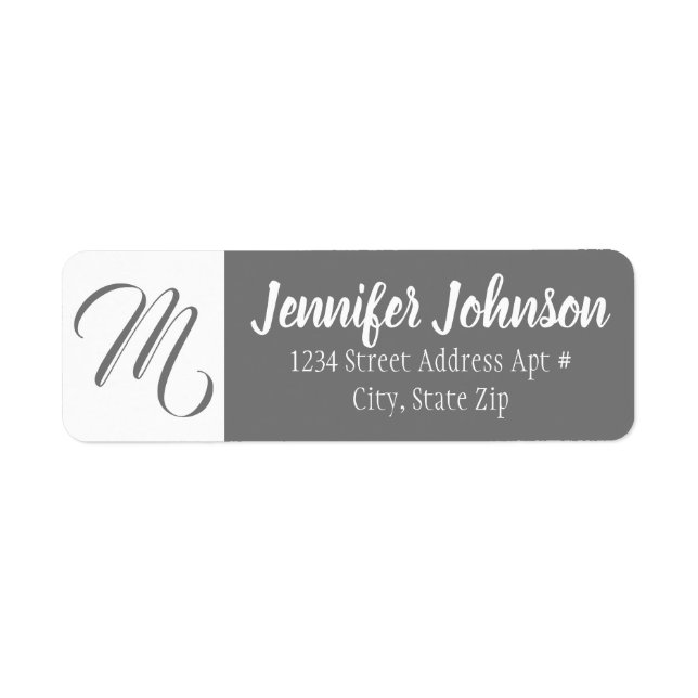 Personalized Monogram Grey Return Address Envelope (Front)