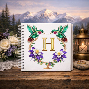 Personalized Monogram H Jeweled Hummingbird Gift Notebook