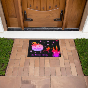 Personalized Monogram Halloween Pumpkin Face Doormat