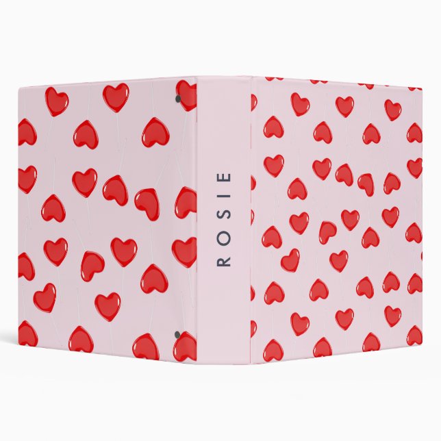 Personalized Monogram Heart Lolipop Valentines  Binder (Background)