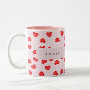 Personalized Monogram Heart Lolipop Valentines Two-Tone Coffee Mug