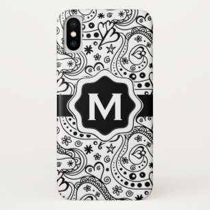 Personalized Monogram Hearts Love Doodle Pattern Case-Mate iPhone Case