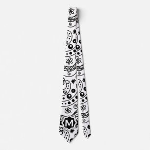Personalized Monogram Hearts Love Doodle Pattern Tie