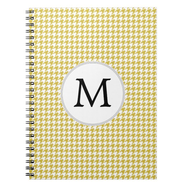 Personalized Monogram Houndstooth pattern Yellow Notebook (Front)