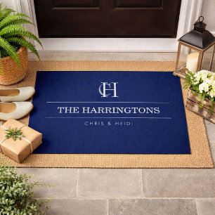 Personalized Monogram Housewarming Gift Navy Blue Doormat