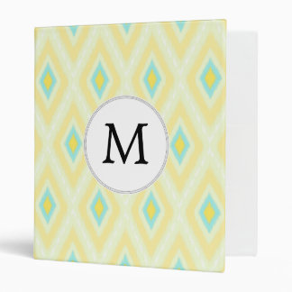 personalized monogram in Ikat yellow and aqua Binder